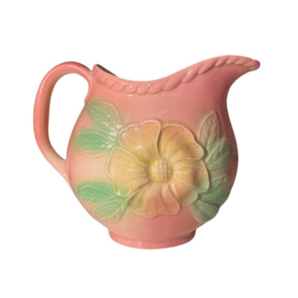2/$30 Vintage  Hull USA Pottery Pitcher jug vase pink dogwood  flower - Picture 1 of 11